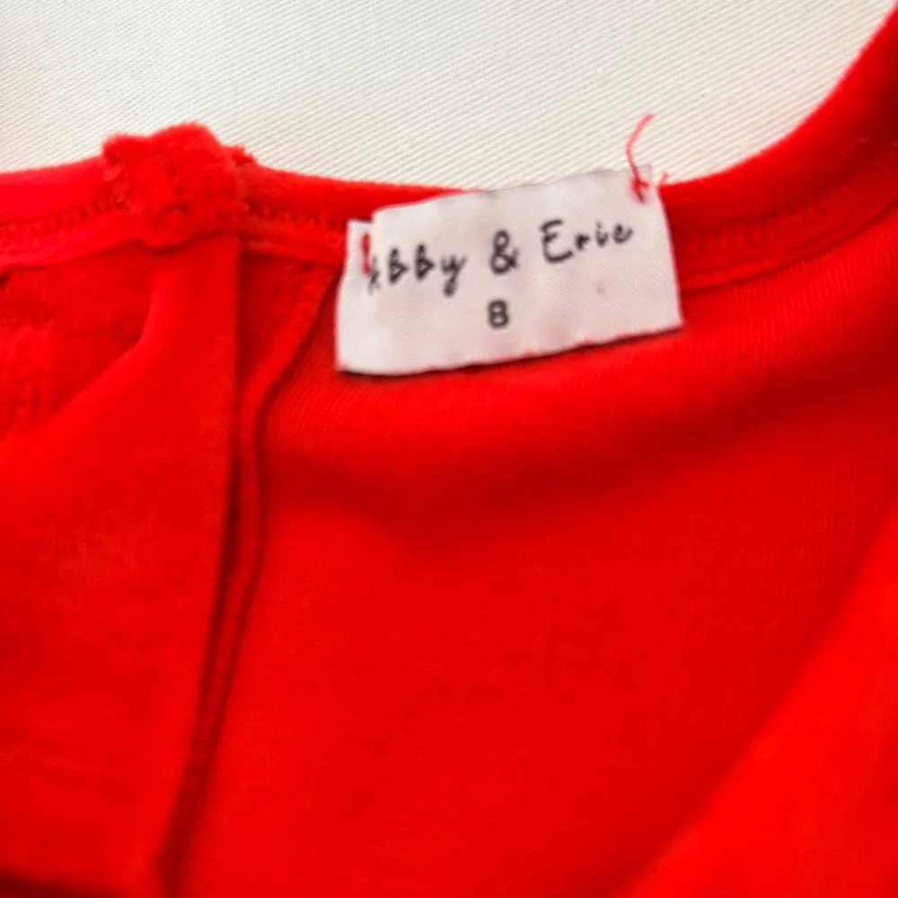 Abby & Evie Girls Red Velvet Bow Embroidered Babydoll Holiday Dress‎ Size 8